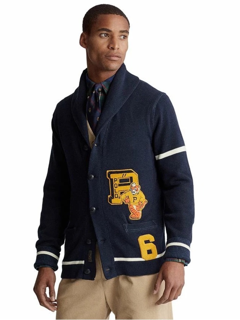 Polo by Ralph Lauren Navy Shawl-Collar Varsity Cardigan